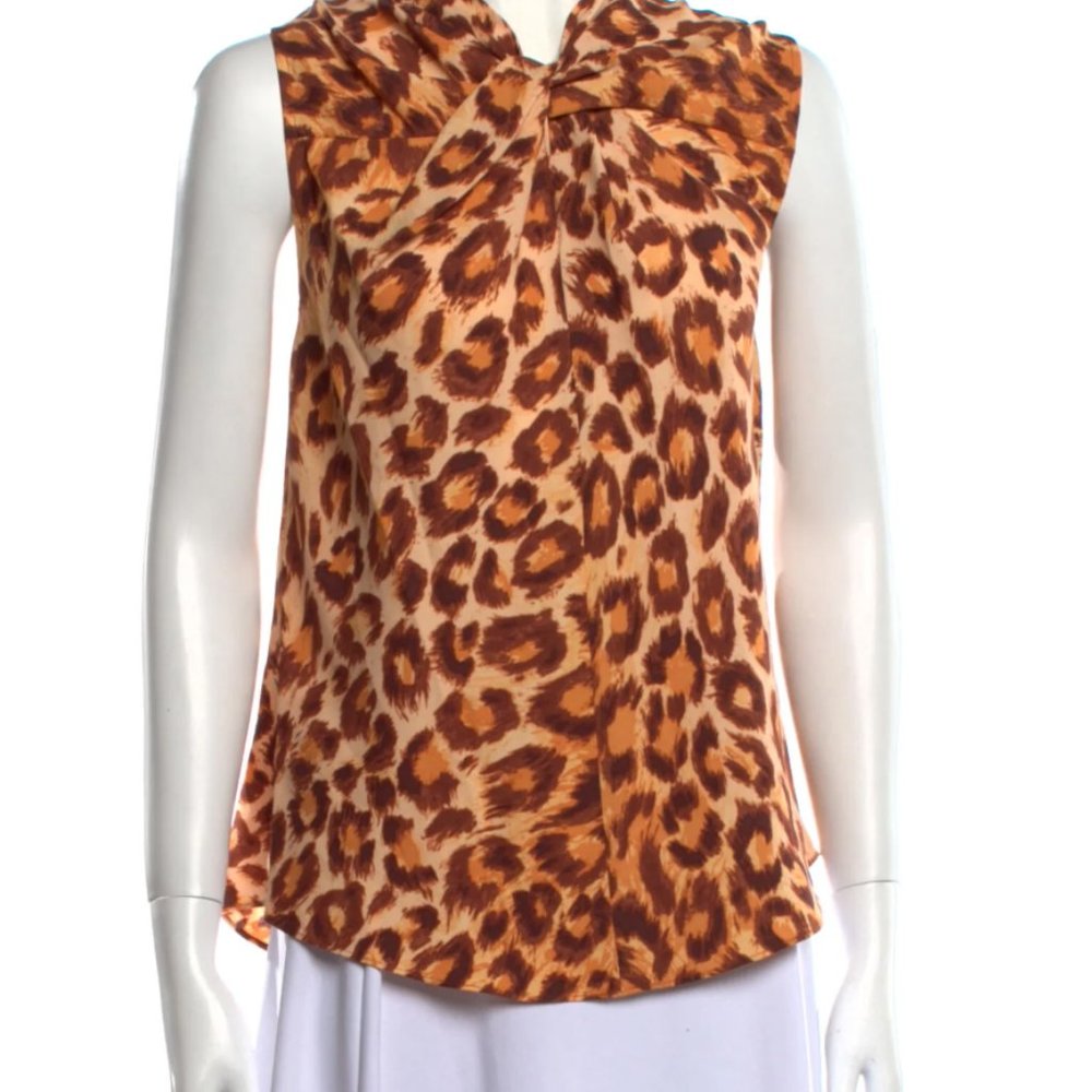 KATE SPADE NEW YORK Animal Print Cowl Neck Blouse